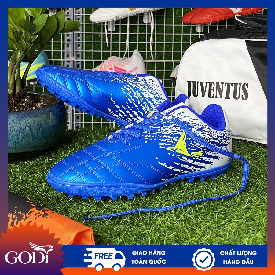 Giày đá bóng màu xanh size 38 đến size 45 - Giày đá banh sân cỏ nhân tạo chất lượng, bền đẹp, đã khâu FULL đế Godi Sport
