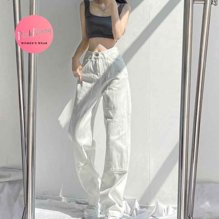 ✨Con Cáo Nhỏ Màu Hồng Xinh Xắn│Quần Jean Dài Lưng Cao Ống Rộng Thời Trang Cá Tính Cho Nữ