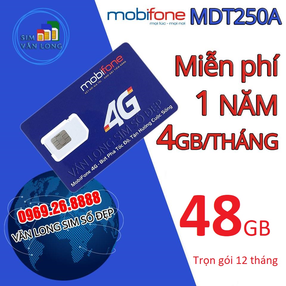 Sim 4G Mobifone MDT250A Trọn Gói 1 Năm Không Phải Nạp Tiền Lướt Web Tẹt Ga Ltmart Tốc Độ Truy Cập Nhanh