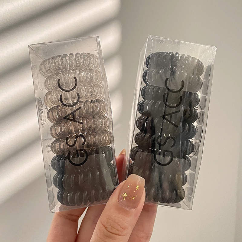 Set 9 Dây Buộc Tóc Cao Su Màu Đen Thiết Kế Tối Giản Phong Cách Hàn Quốc