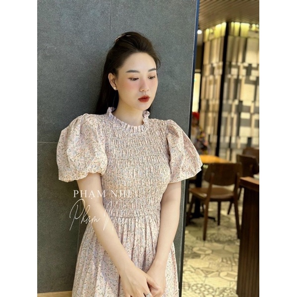 Đầm Maxi Hoa Nhí Tay Bồng Dúm Ngực Cổ Bèo Dáng Dài Siêu Xinh Mã GAO1