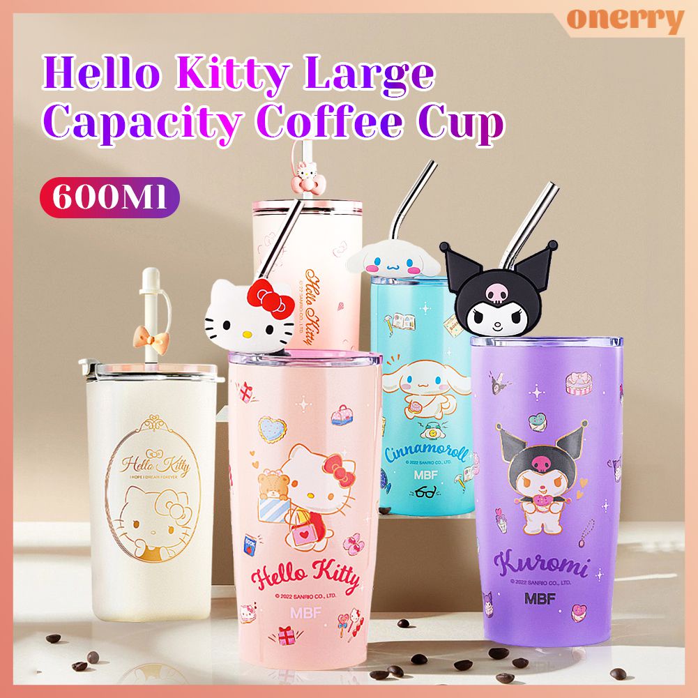 Hello Kitty Bình Chân Không Cốc Cách Nhiệt Bằng Thép Không Gỉ 304 Cốc Có Ống Hút Cốc Du Lịch Cầm Tay Cốc Cà Phê Đá 480Ml-600Ml Onerryvn