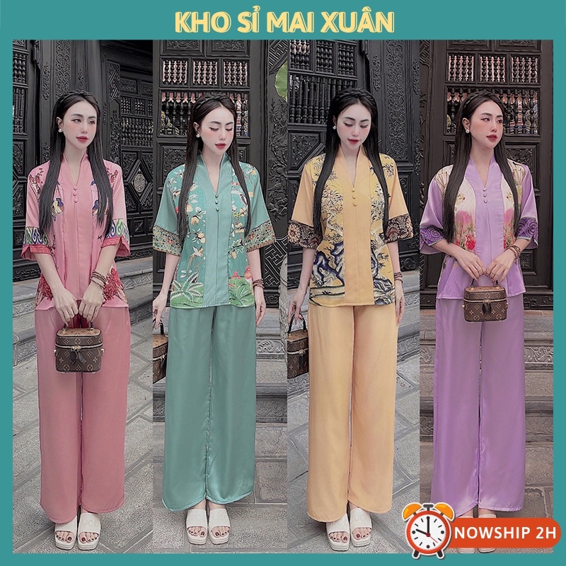 Bộ lam bộ phật tử đi chùa tay lỡ lụa gấm hoạ tiết siêu hot(ẢNH THẬT+VIDEO)