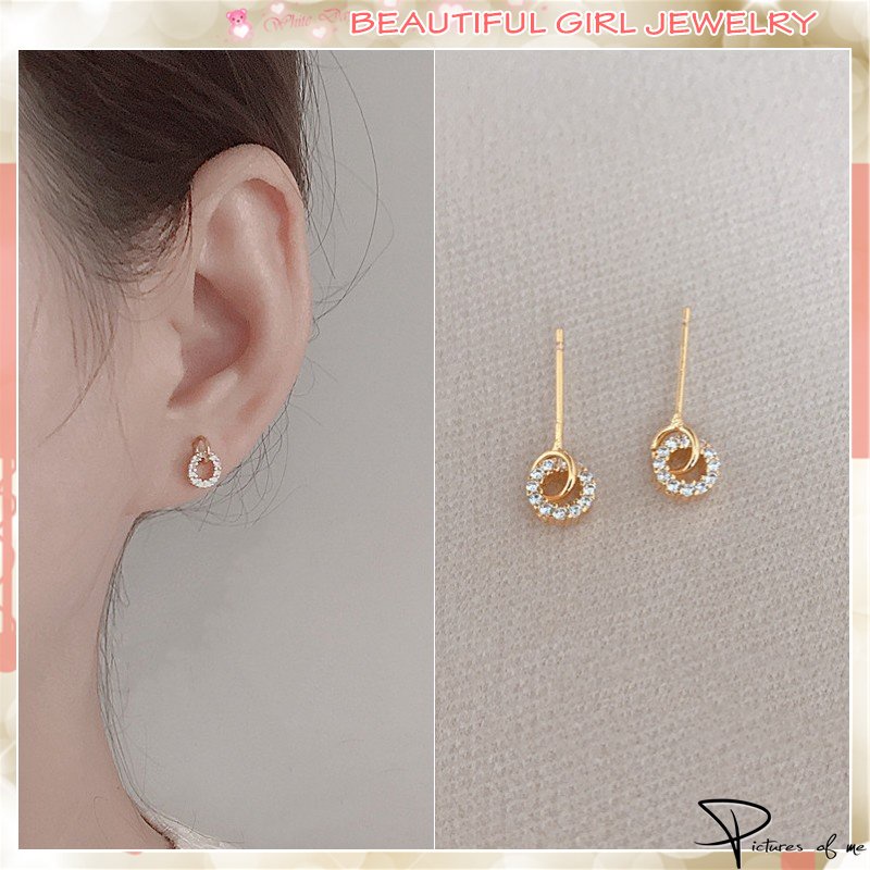 Bông tai dáng tròn khảm đá sành điệu dành cho nữ