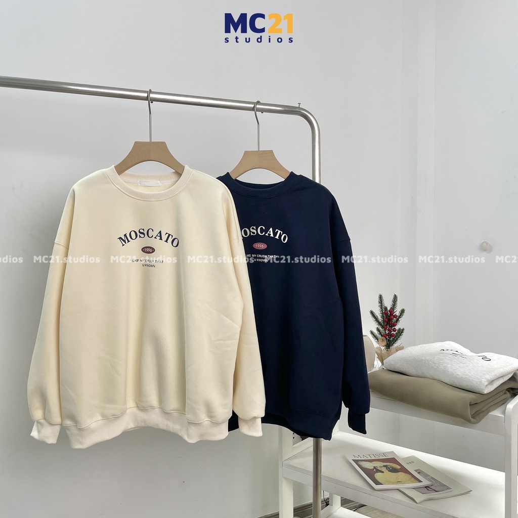 Áo sweater MC21.STUDIOS oversize Unisex nam nữ form rộng Ulzzang Streetwear Hàn Quốc chất nỉ lót bông cao cấp A3426