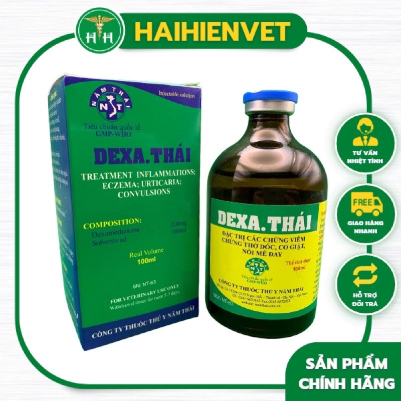 100ml Dexa Thái - chống viêm, nổi mề đay - trên heo, trâu, bò, dê, cừu