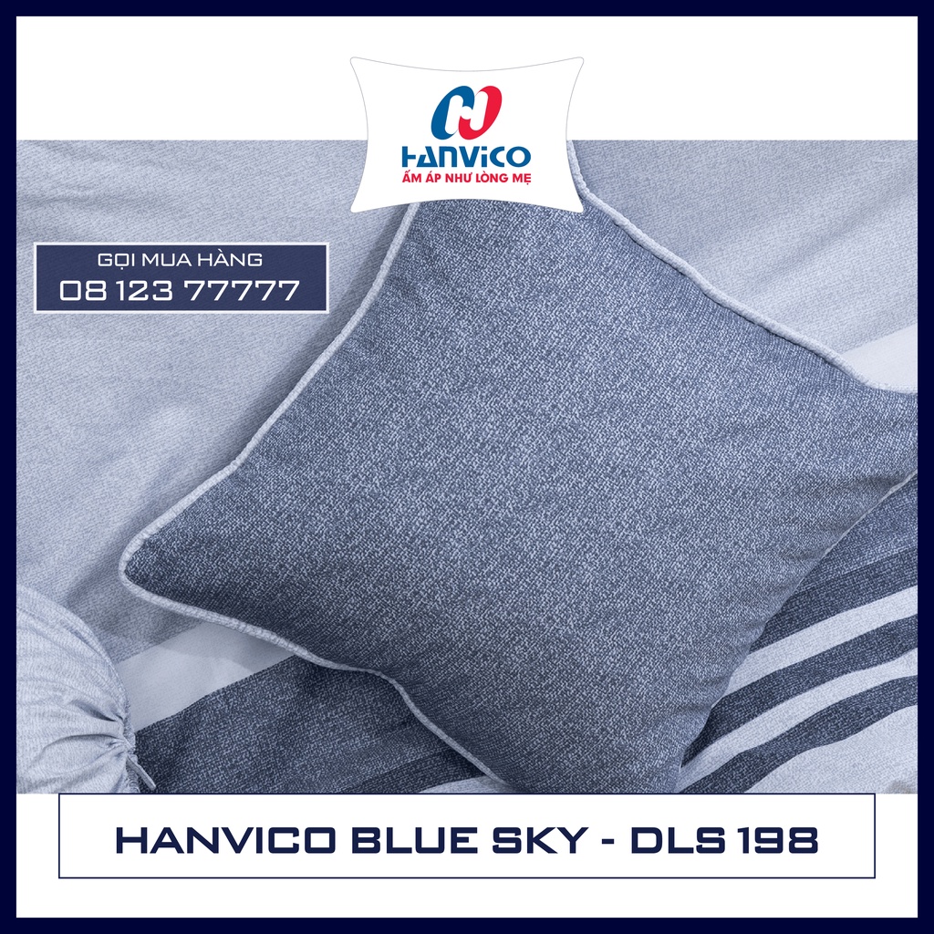 ☀️ Bộ Chăn Ga Gối ☀️ Hanvico Blue Sky DLS 198, Chất liệu - Cotton cao cấp