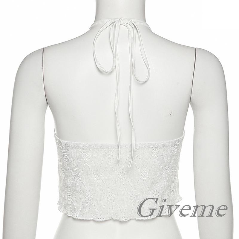 Áo Tank Top Không Tay Phối Ren Hoa Thiết Kế Dây Rút Quyến Rũ