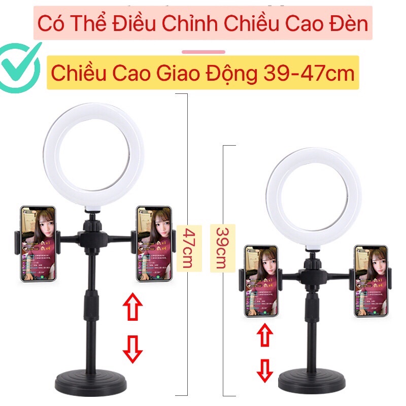 Kẹp 02 Điện Thoại Kẹp Đôi Điện Thoại Cao 25 cm Chuyên Dùng Cho Livestream Hát Karaoke Chắc Chắn Siêu Bền
