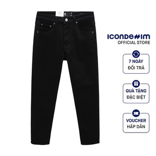 Quần Jean Nam Đen Trơn Cao Cấp ICON DENIM Form Ôm Slimfit Trẻ Trung Thanh Lịch Co Giãn Tốt QJID0062