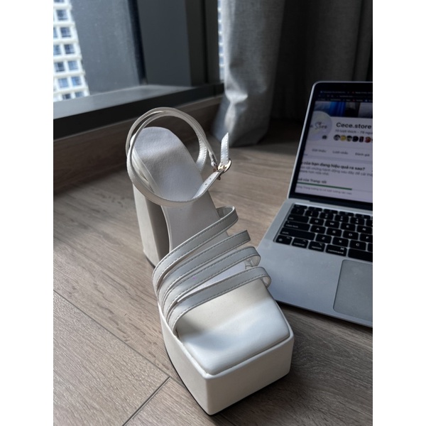 GIÀY CAO GÓT Y2K QUAI NGANG KHOÁ GÀI ĐẾ VUÔNG 14CM