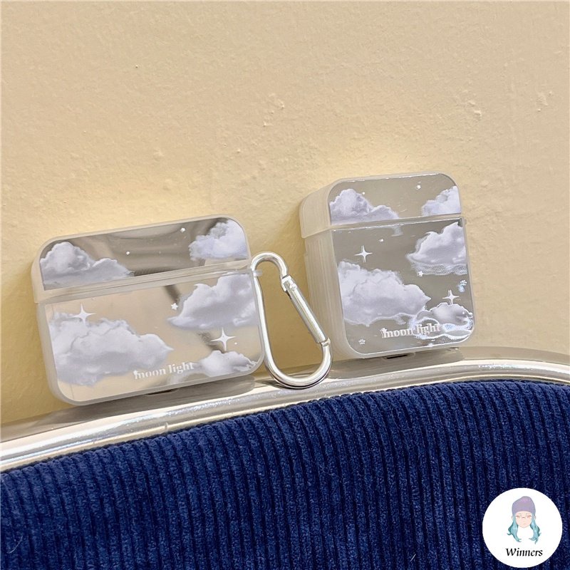 Vỏ Bảo Vệ Hộp Sạc Tai nghe không dây Airpods 1 / 2 / 3 / Pro Bằng Silicon Hình Bầu Trời Đầy Sao Có Gương Trang Điểm