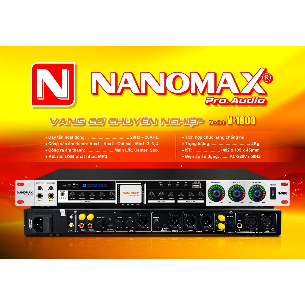 Vang cơ chống hú Nanomax V-1800 Bluetooth