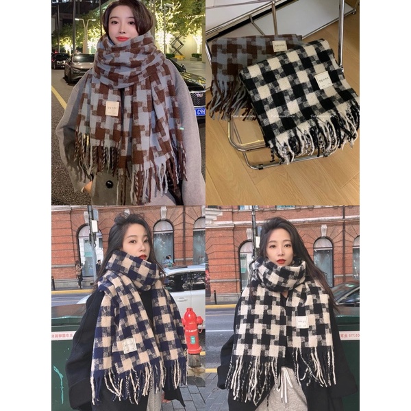 Khăn len dạ quàng cổ nam nữ mùa đông phong cách Hàn