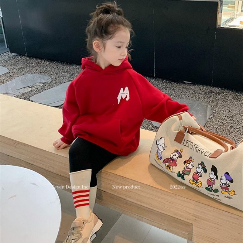 Áo Khoác Hoodie Thu Đông Bằng Vải Nhung Dày Dáng Rộng Mới Dành Cho Bé Gái