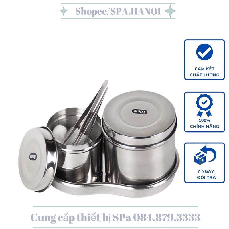 KHAY Qủa Đậu Hộp INOX Đựng Bông Cồn ChO Phun Xăm , Thẩm Mỹ Viện