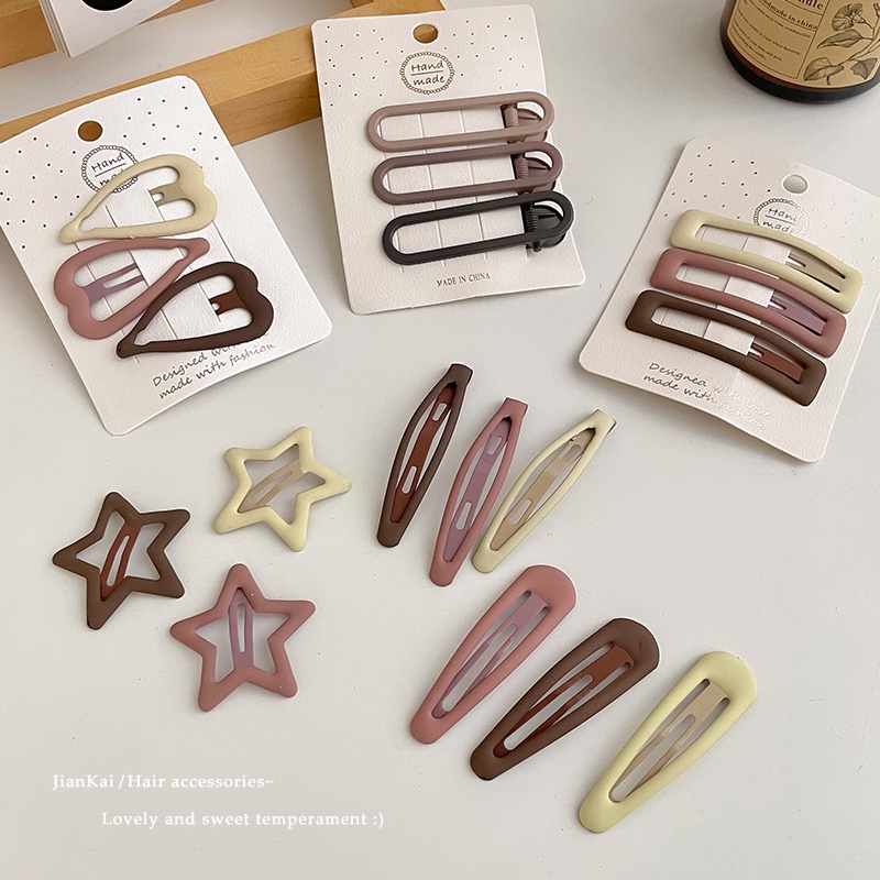 Kẹp Tóc Hình Ngôi Sao Màu Nâu Phong Cách Hàn Quốc Cổ Điển Dành Cho Nữ