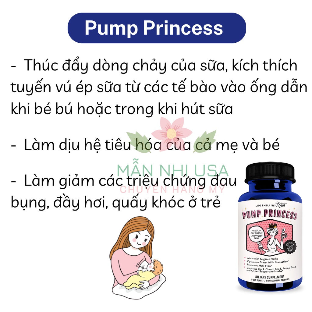Viên uống lợi sữa hữu cơ Legendairy Milk tăng kích sữa và chất lượng sữa mẹ 60 viên.