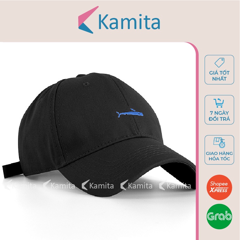 Mũ Lưỡi Trai, Nón Lưỡi Trai KAMITA Thêu Cá Mập Nam Nữ Hàn Quốc, Nón Kết Đen Be Đẹp Vải Kaki Cao Cấp Chính Hãng KM03