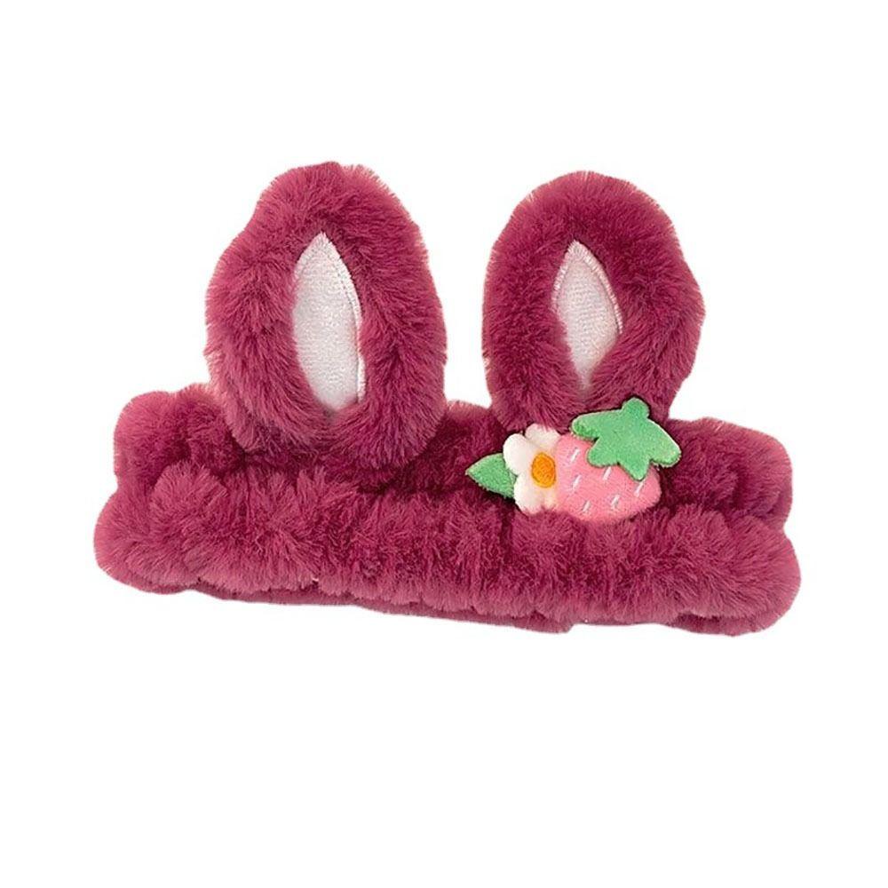 ANEMONE Băng Đô Cài Tóc Bằng Vải Bông Không Trơn Họa Tiết Hoa / Dâu Hoạt Hình Dễ