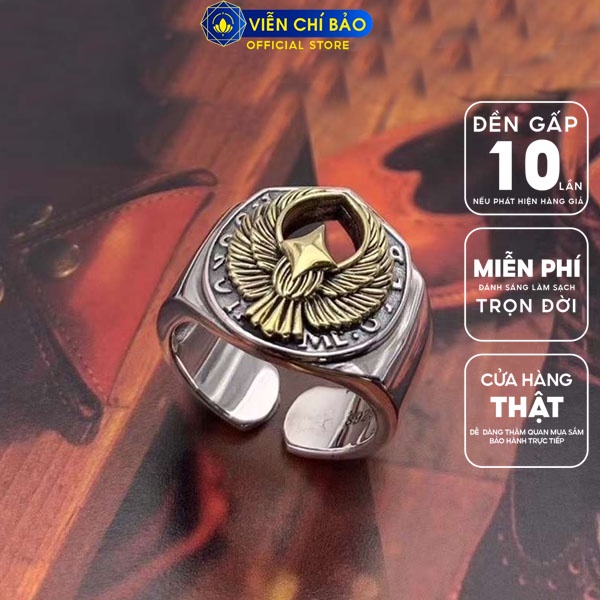 Nhẫn Đại Bàng chất liệu bạc Thái 925 thời trang phụ kiện trang sức bạc nam Viễn Chí Bảo N100204