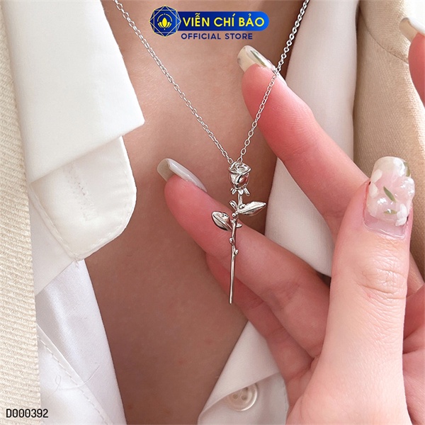Dây chuyền cành hồng cá tính chất liệu bạc Thái 925 thời trang phụ kiện trang sức nữ Viễn Chí Bảo D000392