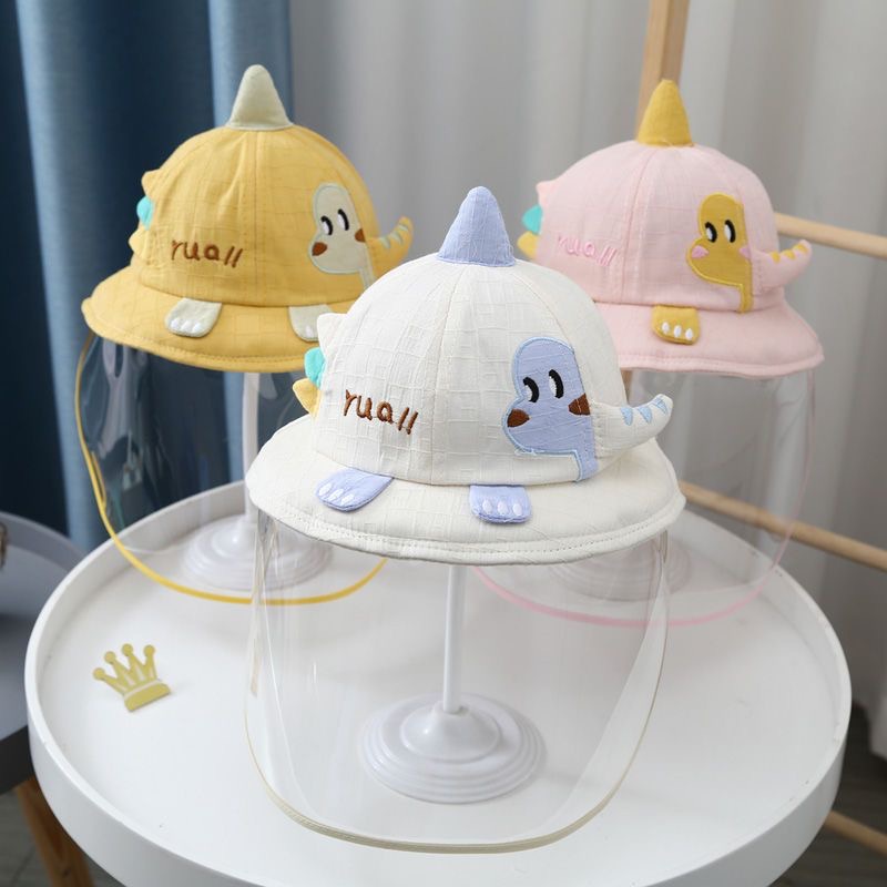 Babyfair Mũ Bảo Vệ Mặt Cho Bé Họa Tiết Khủng Long Unisex Cotton Chống Bụi Nắng Có Thể Điều Chỉnh Trẻ Em