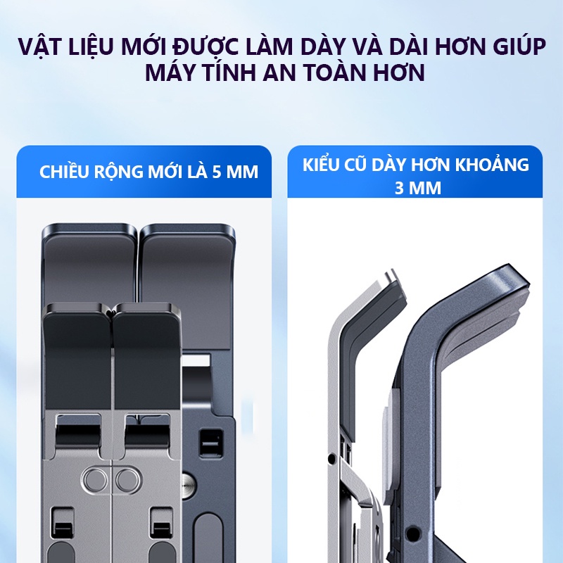 Giá đỡ LAPTOP JAERSENT bằng nhôm có thể điều chỉnh được độ cao đế tản nhiệt kê laptop nhôm