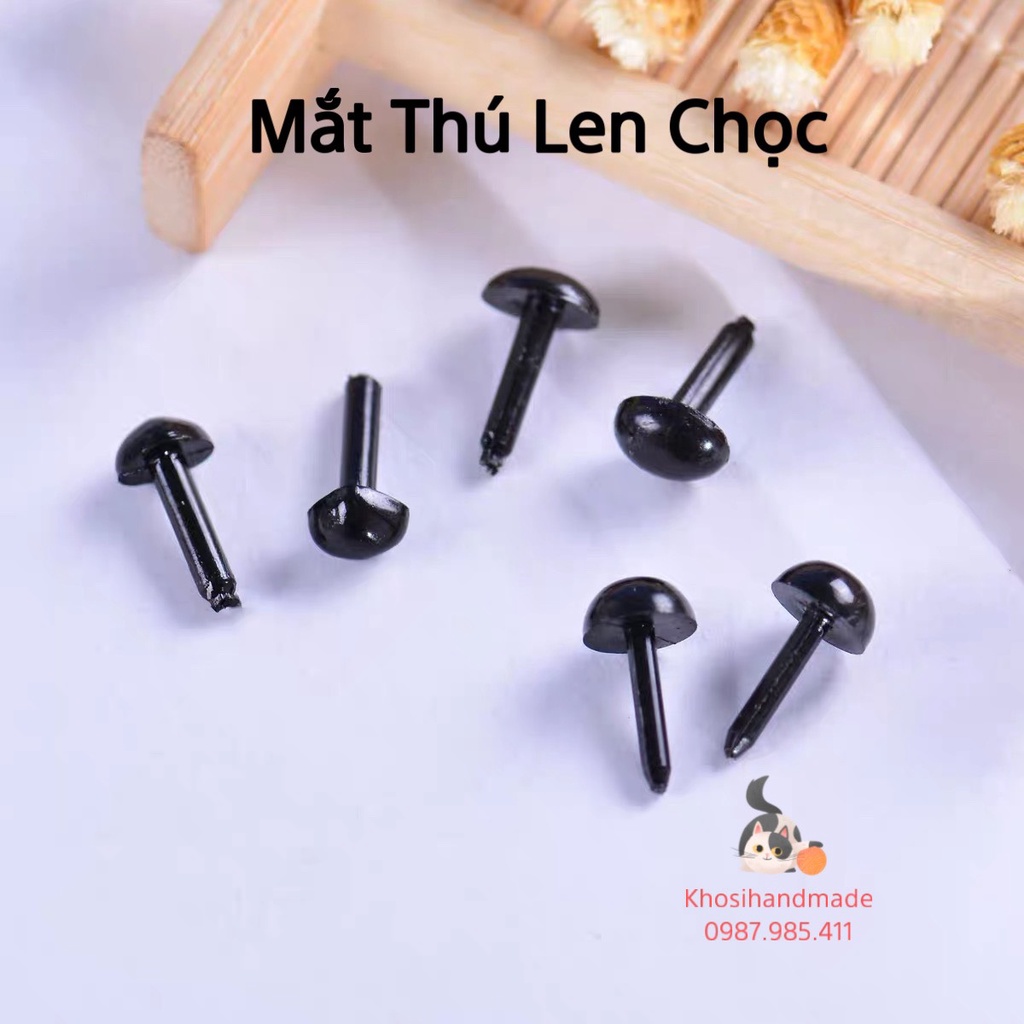 Mắt thú len chọc, mắt chốt đinh đen thú len, thú bông