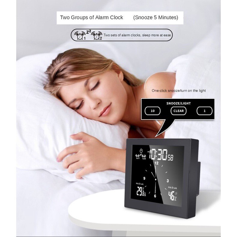 Đồng Hồ Báo Thức Điện Tử Màn Hình LCD Chống Nước Đo Nhiệt Độ Và Độ Ẩm Cho Nhà Tắm