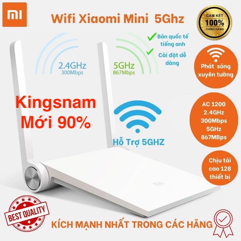 Bộ phát wifi kích sóng Xiaomi Mini thu sóng 5G 2.4G AC1200 Padavan tiếng Việt Rom Openwrt có cổng USB đã qua sử dụng