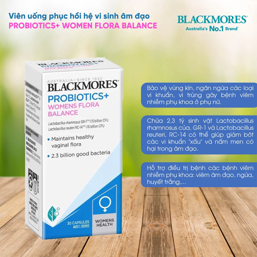 Viên uống phục hồi vệ sinh âm đạo Probiotics Womens Flora Balance Blackmores Úc 30viên