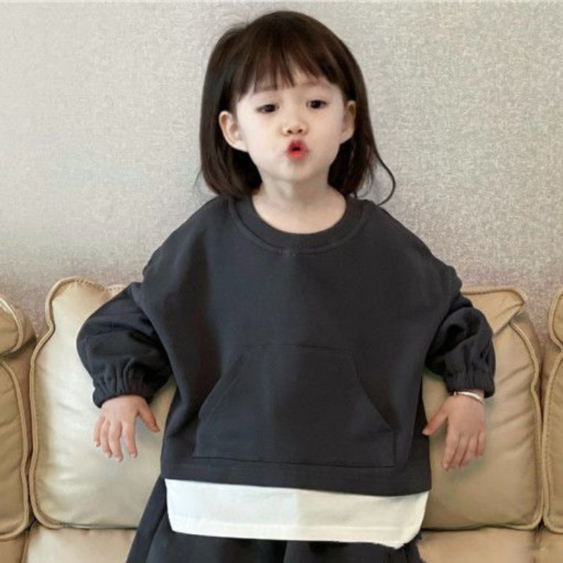 Set Áo Hoodie Giả Hai Lớp Kèm Quần Dài Phong Cách Hàn Quốc Cho Bé