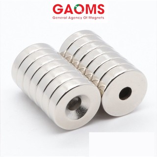 Nam châm viên trụ tròn 20x5 lỗ 5mm GAOMS, lực hút siêu mạnh