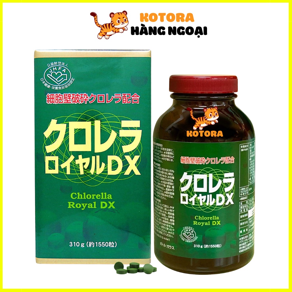 Tảo lục hoàng gia Chlorella Royal DX 1550 viên Nhật Bản bổ sung dinh dưỡng, tăng cường sức đề kháng, thải độc, đẹp da