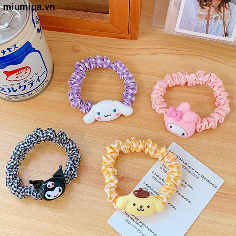miumiuaSANRIO Dây Cột Tóc Hình Tròn Cỡ Lớn In Họa Tiết Hoa / Chú Heo Dễ Thương Thời Trang Cho Nữ