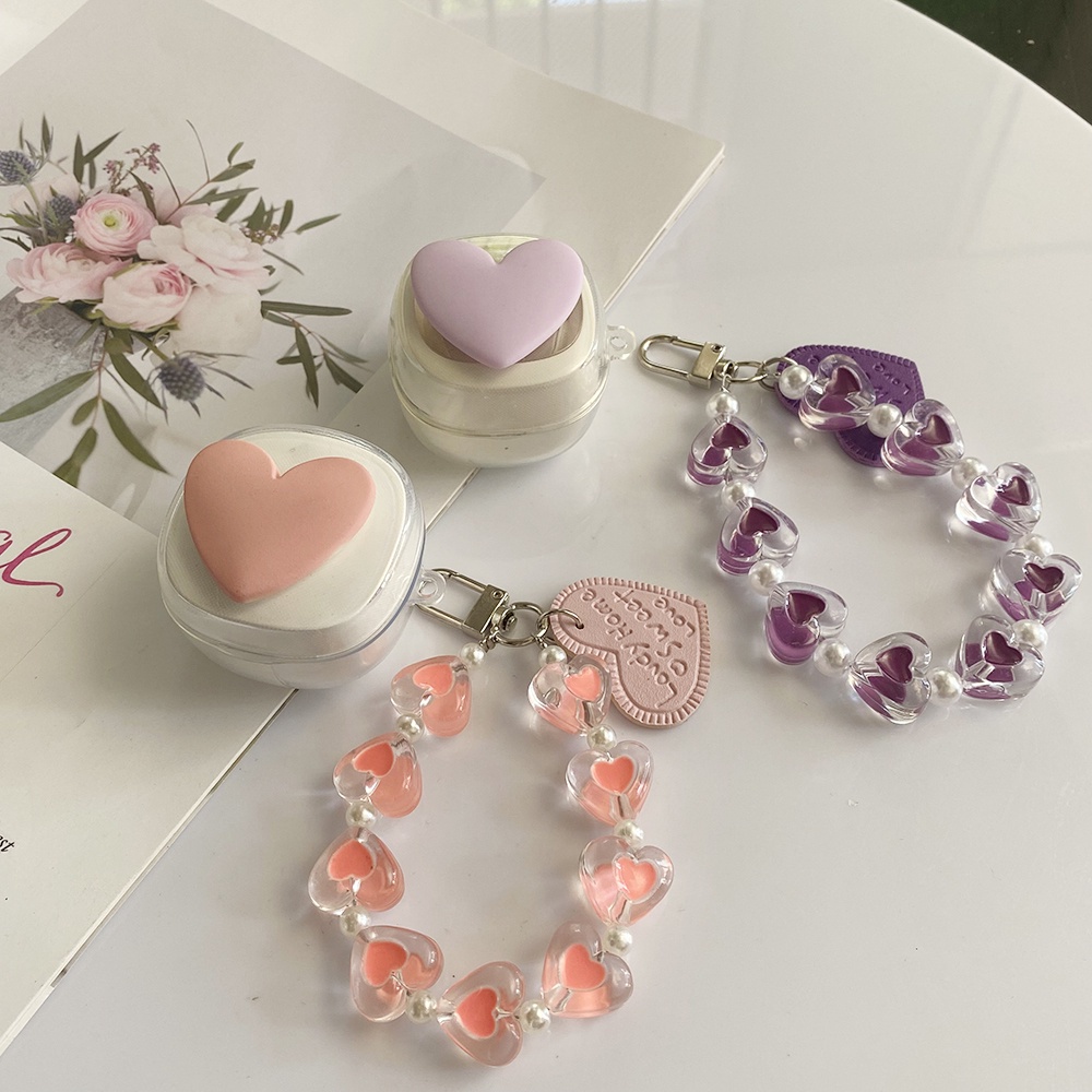 Ốp Điện Thoại Silicon Mềm Trong Suốt Có Móc Khóa Hình Trái Tim Cho Samsung Galaxy buds live / buds2 / buds Pro / buds2 Pro