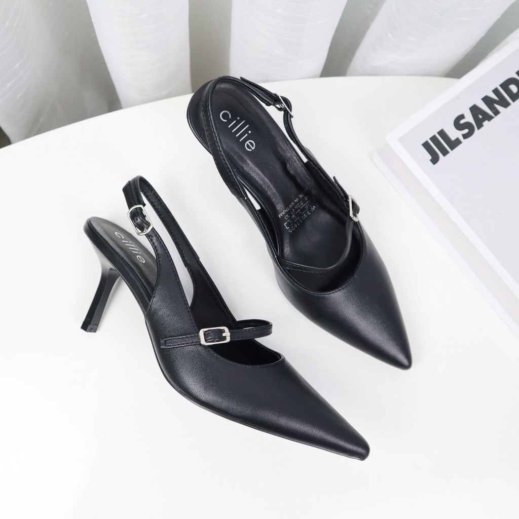 Giày Cao Gót Slingback Nữ Cillie Mũi Nhọn Mềm Mại Gót Cao Chắc Chắn 1228