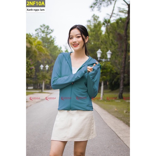 Áo chống nắng nữ thun lạnh 1 lớp CARDINA cao cấp kèm khẩu trang 3 lớp phiên bản 2022