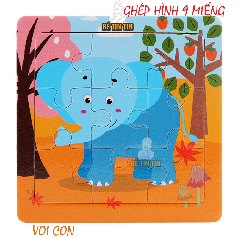 Bảng ghép 9 miếng cho bé bằng gỗ - gỗ ghé 9 miếng