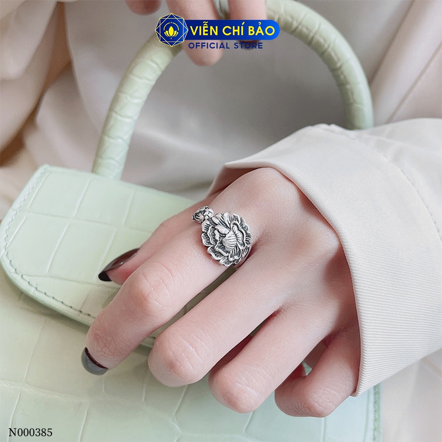 Nhẫn bạc nữ hoa sen bản lớn chất liệu bạc 925 thời trang phụ kiện trang sức Viễn Chí Bảo N000385