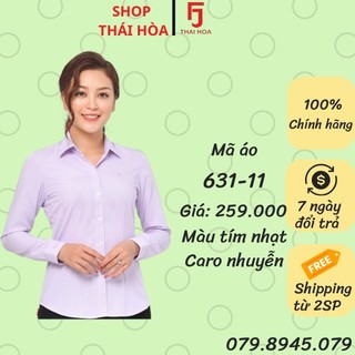 Áo sơ mi nữ Thái Hòa  caro tím nhuyễn 631-11-01