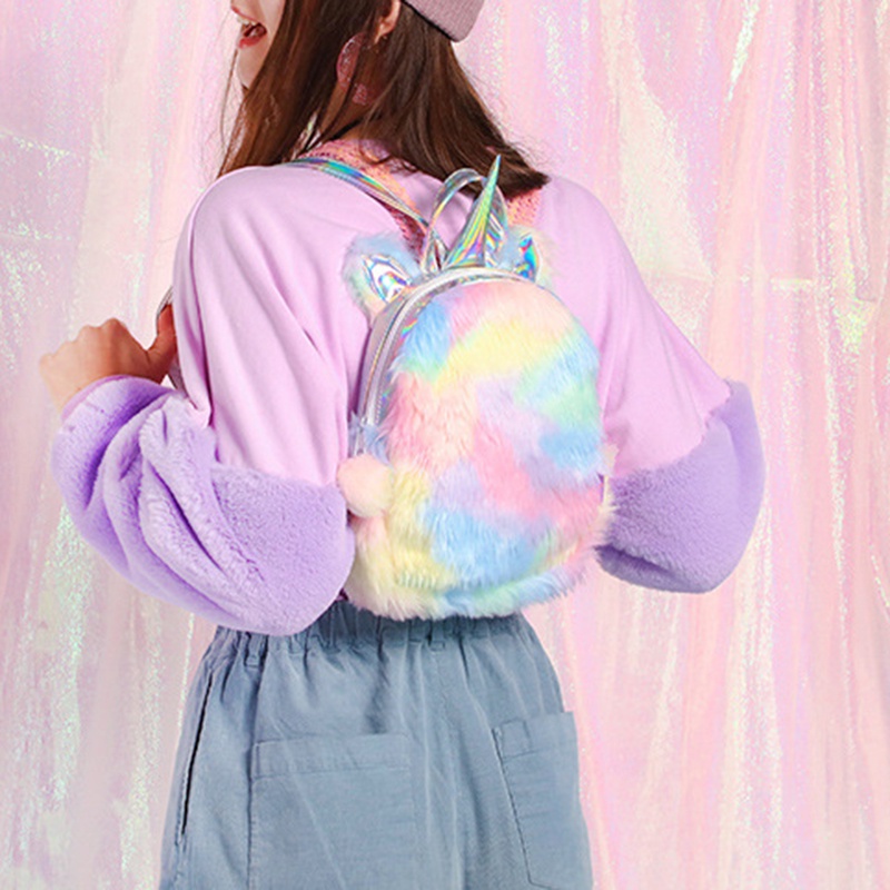 Ba Lô Hình Kỳ Lân Nhồi Bông Mini Dễ Thương Cho Nữ HYOY jp5