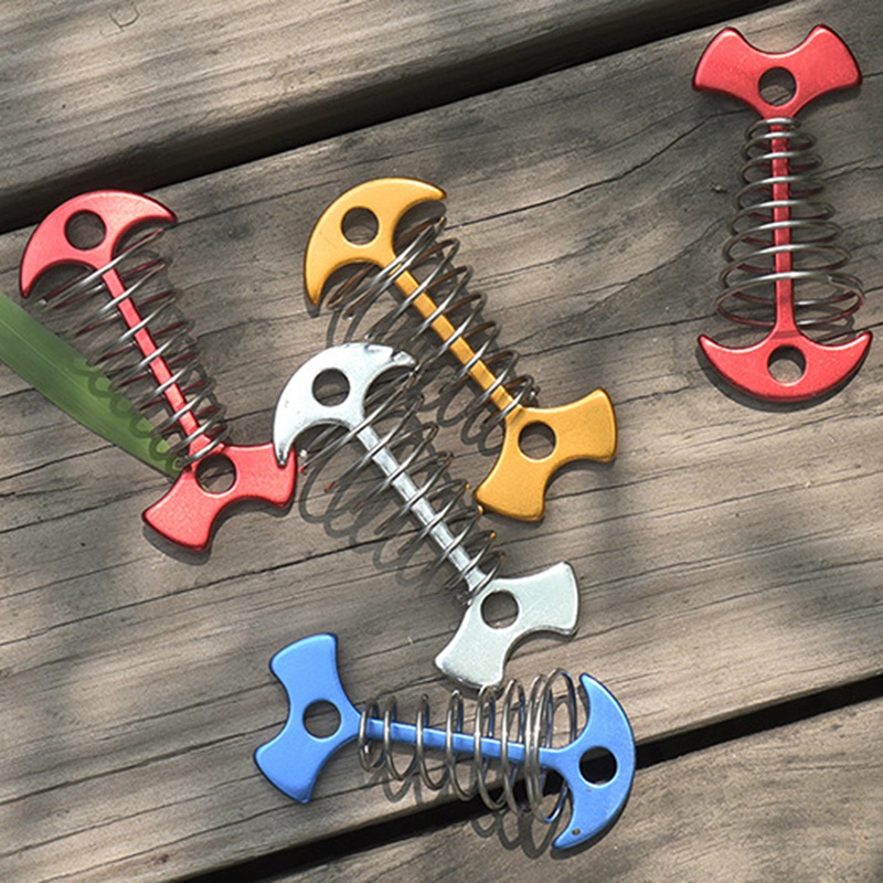 10 cái Sàn ván có thể điều chỉnh Lò xo Xương cá neo Lều Chốt khóa Ngoài trời Mái hiên Sàn cố định Móng tay cắm trại Móc lều