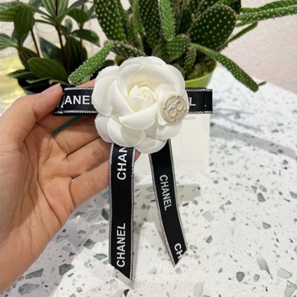 Hoa cài áo hình hoa trà Channel cao cấp Ghim tag hoa cài áo váy đầm