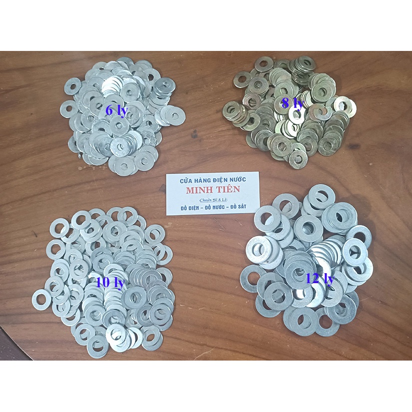 200 Gram Long đền, Lông đền, vòng đệm cho Bù Lon 6 ly, 8 ly, 10 ly, 12 ly.