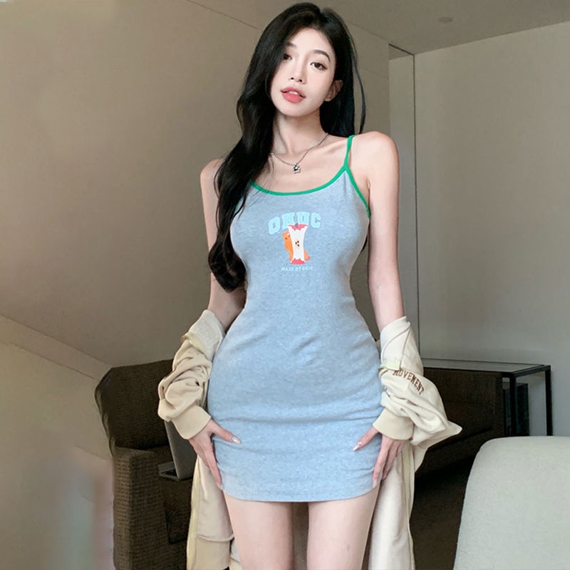 Đầm XINLANYASHE hai dây dáng ôm thời trang 2023 gợi cảm dành cho nữ