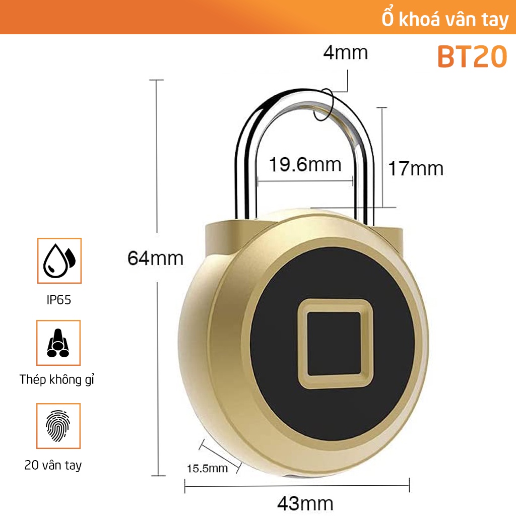Ổ khoá vân tay bluetooth mini BT20