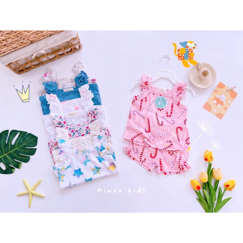 Đồ bộ dễ thương bé gái ❤️ freeship ❤️ bộ cotton bozip ngắn tay cho bé miwoo kids