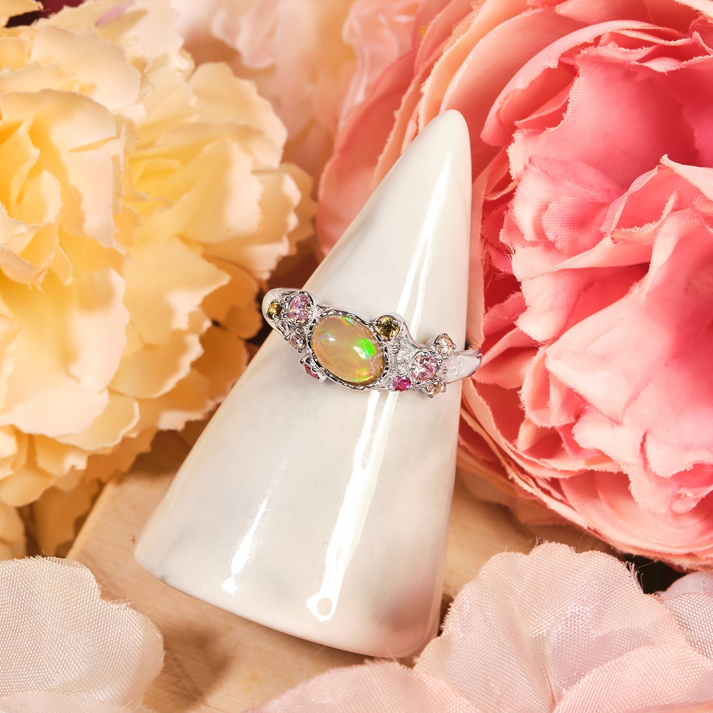 Nhẫn Nữ Đá Opal Thiên Nhiên Bạc 925